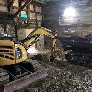 Bagger mit Dumper